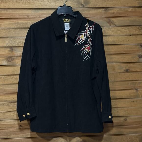 Bob Mackie Wearable Art Black Jacket Phoenix Bird Embroidered Size 2X - Picture 1 of 14